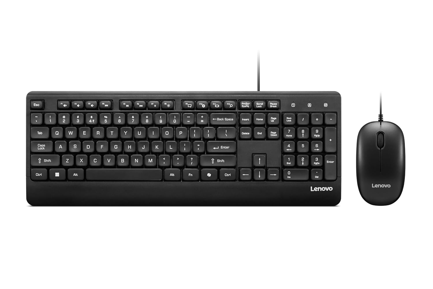 Lenovo 110 Keyboard & Mouse Wired Combo | Waterproof Exoskeleton | Splash Proof Keys | 1600 DPI Full Size Mouse | Non-Slip Scroll Wheel | One-touch Co-pilot key | Adjustable Keyboard Stand | 3 Yr Warranty