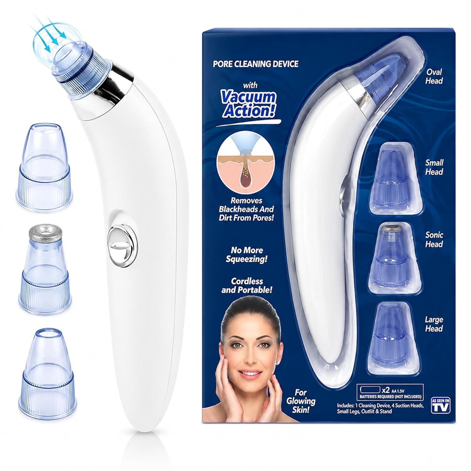 AJIGNA MART 4-in-1 Electric Blackhead Remover Vacuum | Derma Suction Pore Cleaner Tool for Men & Women | Acne, Pimple & Whitehead Extractor | Facial Skin Care Device for Nose & Face