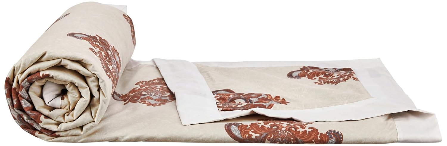 Amazon Brand - Solimo Single Microfiber Quilt|100% Microfiber Exterior|120 GSM|for Mild Winters and Ac Rooms (Brown Foliage)