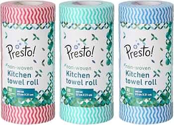 Presto Non-Woven Kitchen Towel Roll 80 Pulls Pack of 3