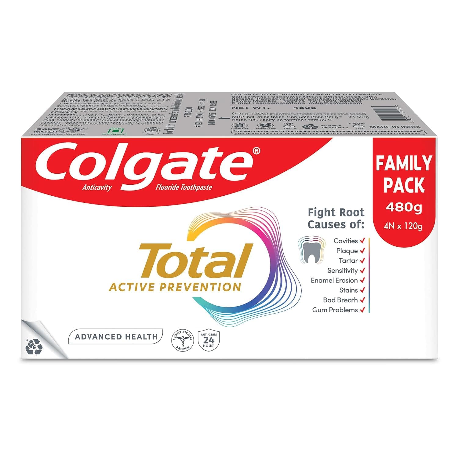Colgate Total Advanced Health Toothpaste 480g Combo Pack