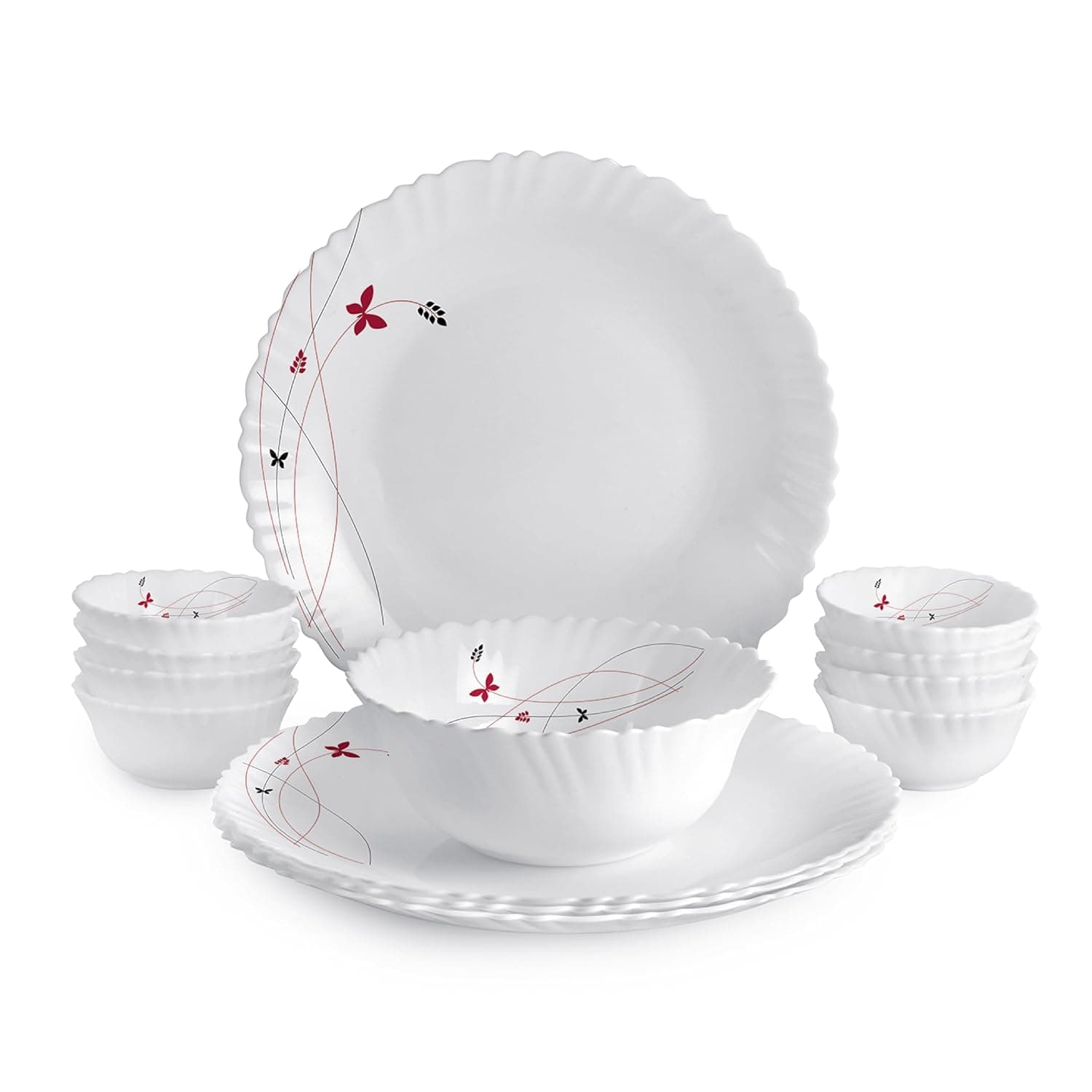 Cello Lush Fiesta Dazzle Opalware Dinner Set (13 Pieces)