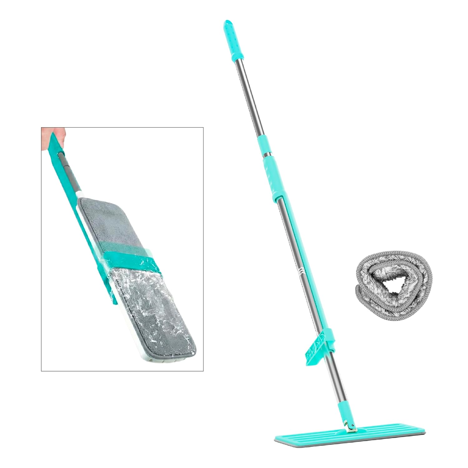 Lifelong Wet and Dry Floor Mop for Home Cleaning | 360° Rotating Flat Mop with Stainless Steel Handle & Microfiber Pads | Adjustable Pole, Reusable Washable Pad | Ideal for Tiles, Wood, Marble Floors