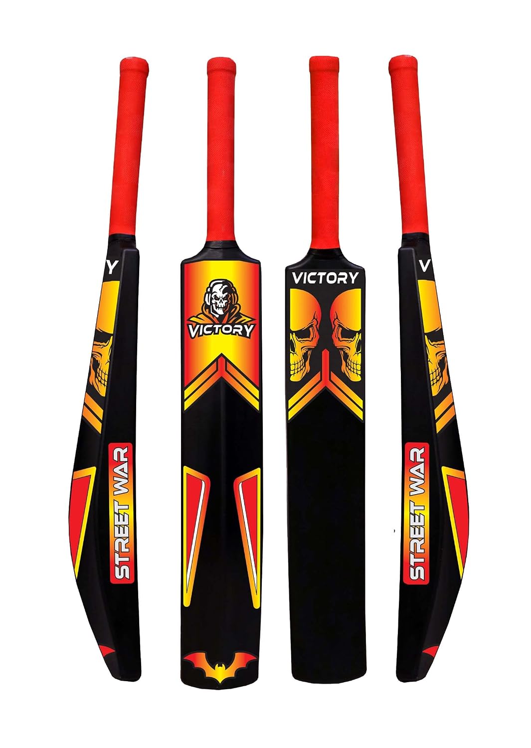 Victory Turf Cricket Bat for Adults Hard Plastic Bat Full Size Tennis with Grip for Soft Ball, Gully, Tournament Match - Black/Red (Size-8)