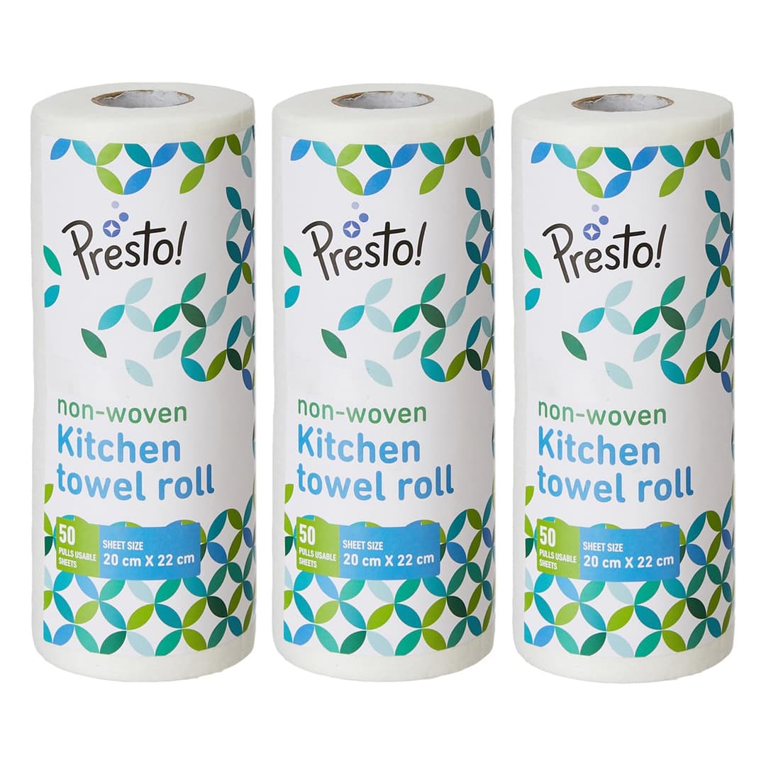 Amazon Brand - Presto! Reusable Kitchen Towel Roll Pack of 3