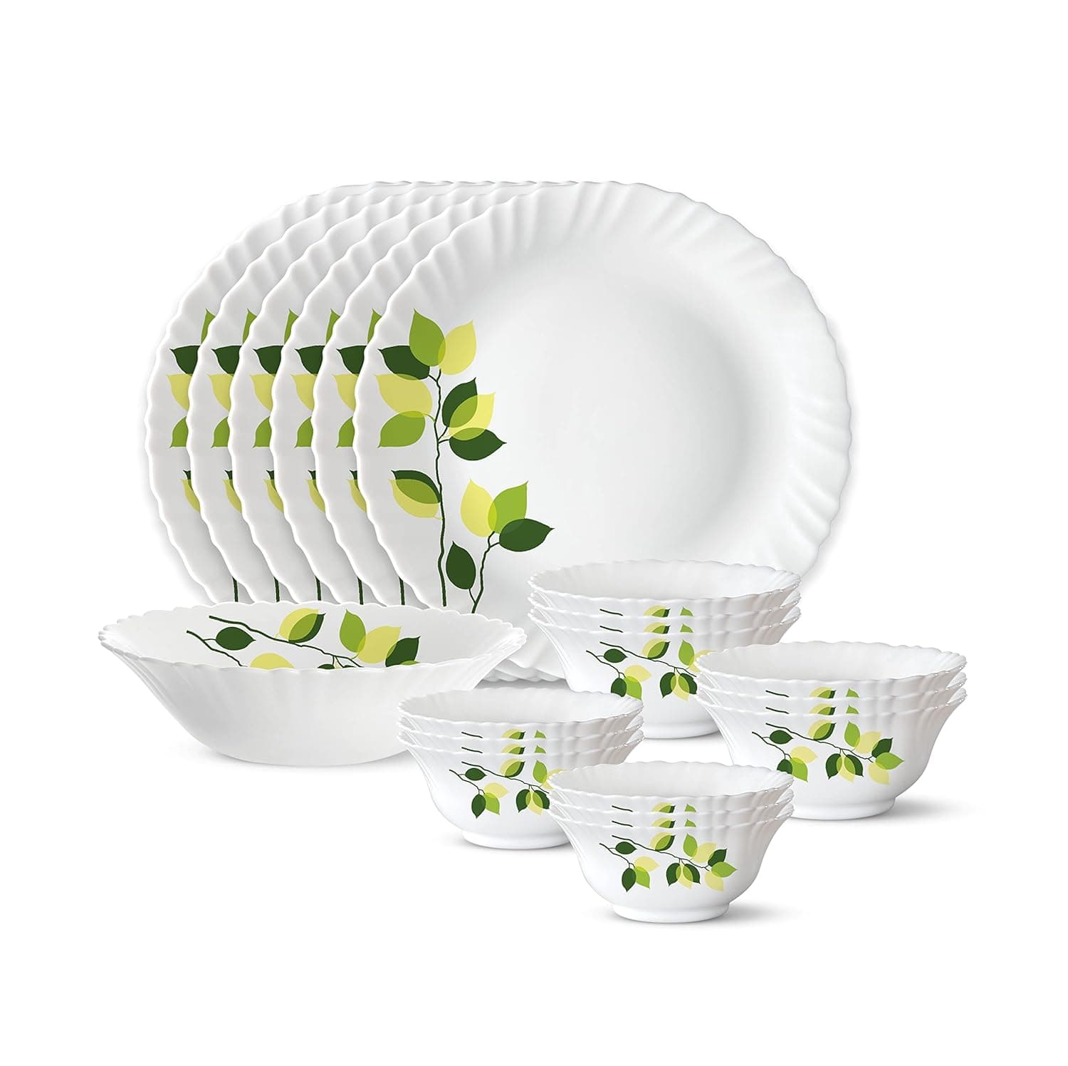 Larah by Borosil 19 Pieces Opalware Dinner Set