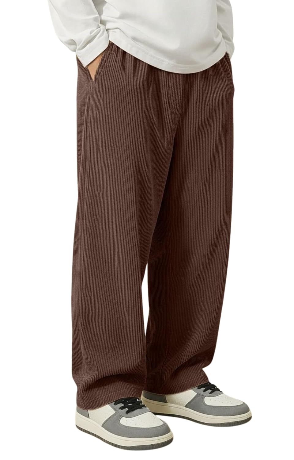 INKKR Men's Polyester Causal Lightweight Elastic Waist with Drawstring Comfortable Loose Fit Trouser Pant