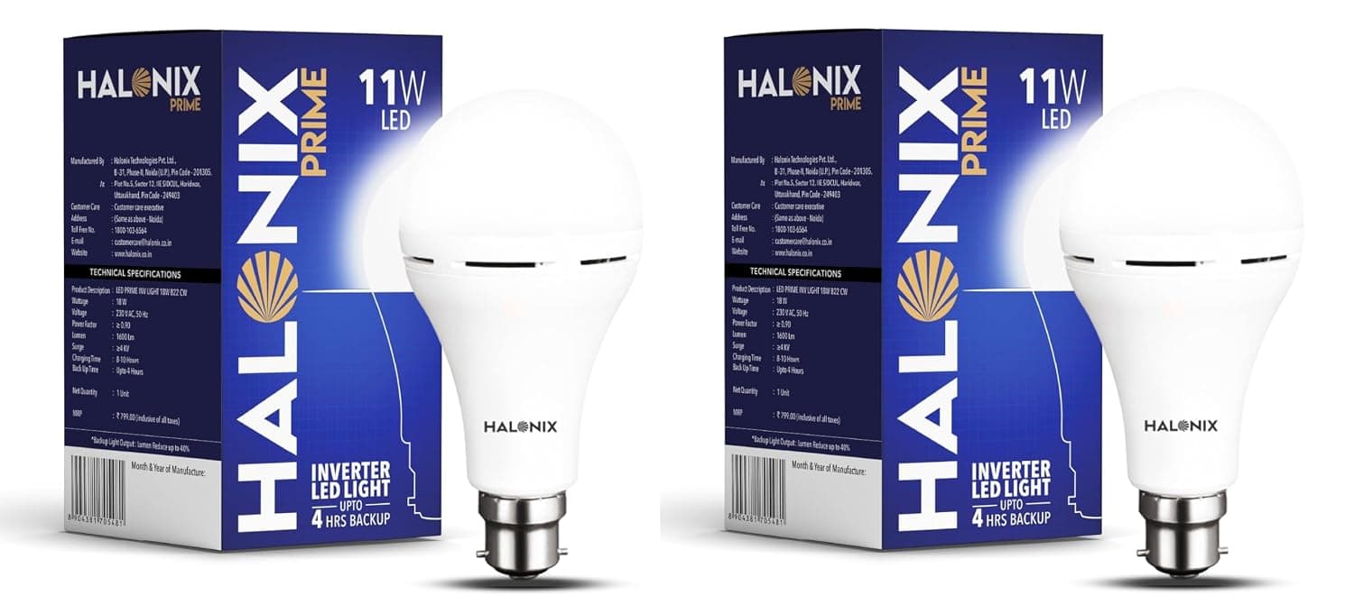 Halonix 11W B22D Emergency Inverter LED Bulb (Pack of 2)