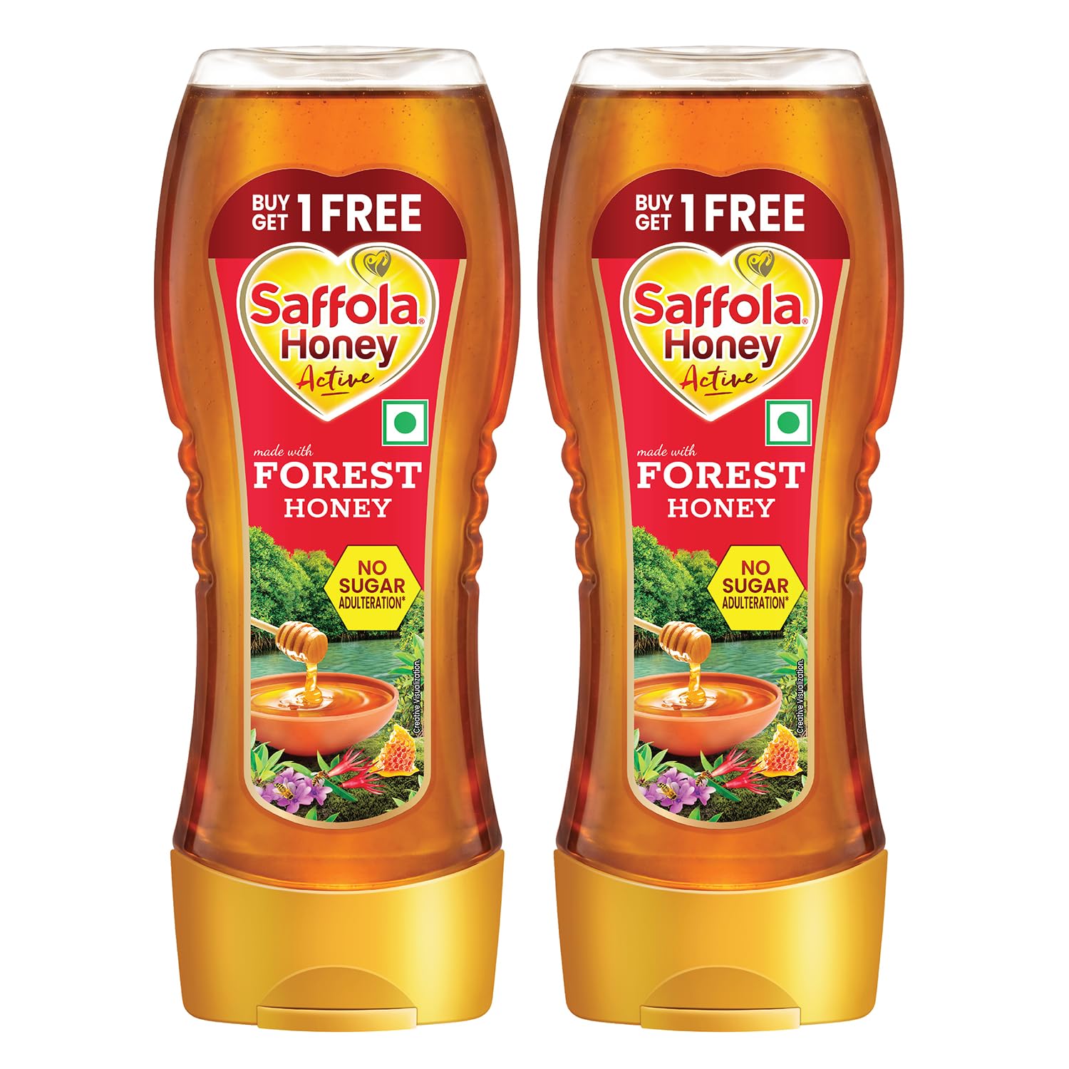Saffola Honey Active, 700g (350g x 2), Made with Forest Honey, Pure Honey, No sugar adulteration, Natural Immunity booster, Squeezy Pack