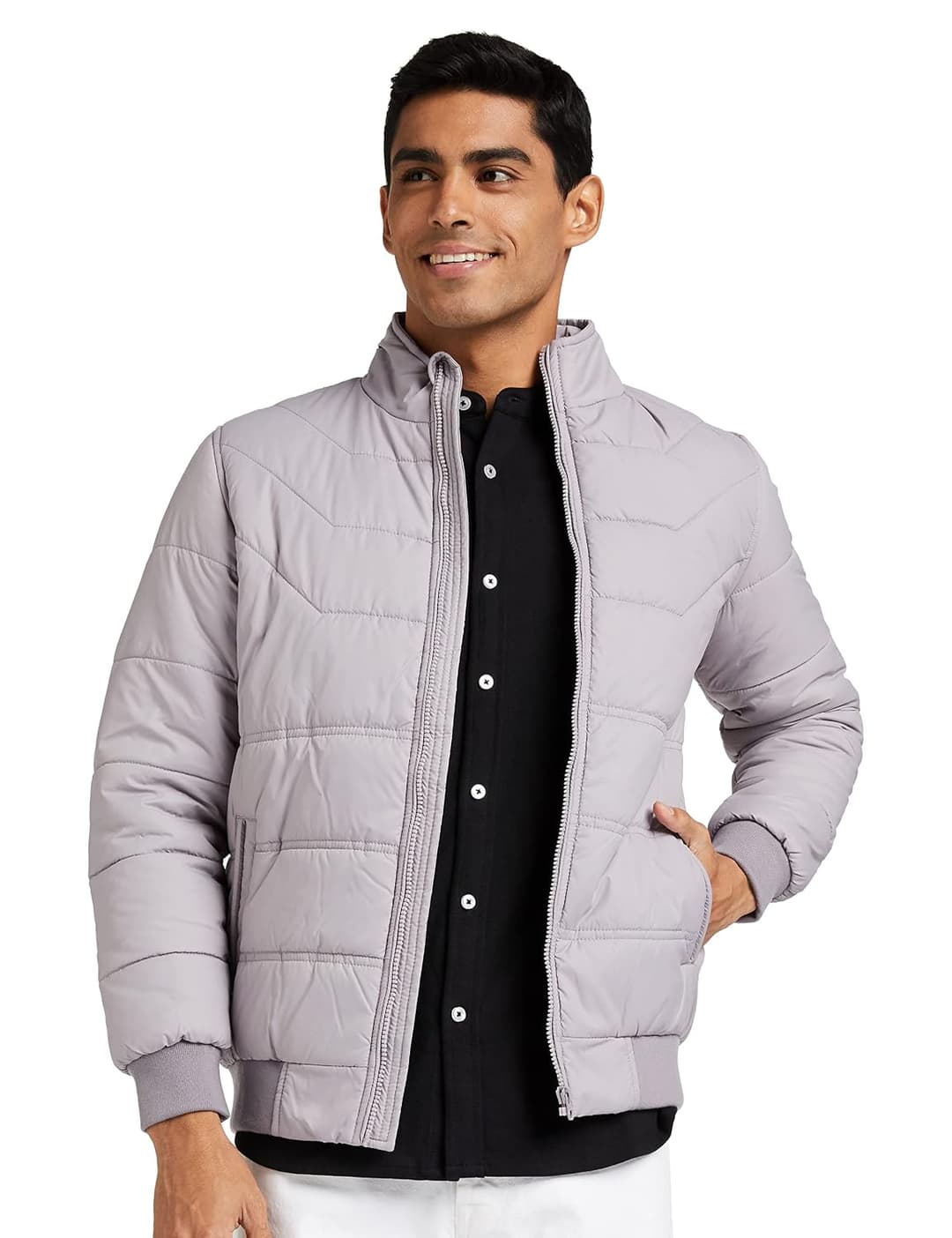 Symbol Men's Solid Polyester Bomber Jacket