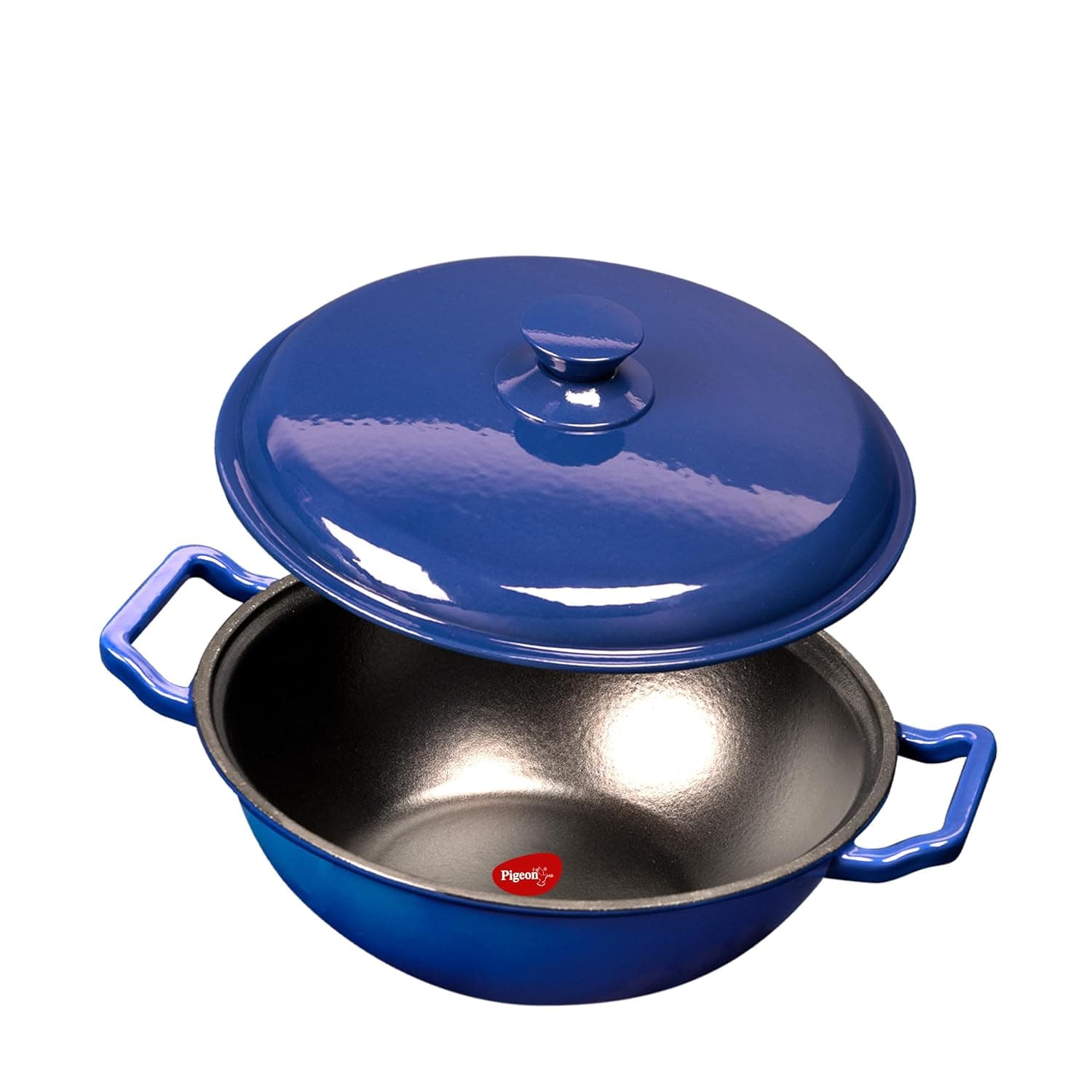 Pigeon Enamel Coated Cast Iron Kadai with Lid (24 cm)