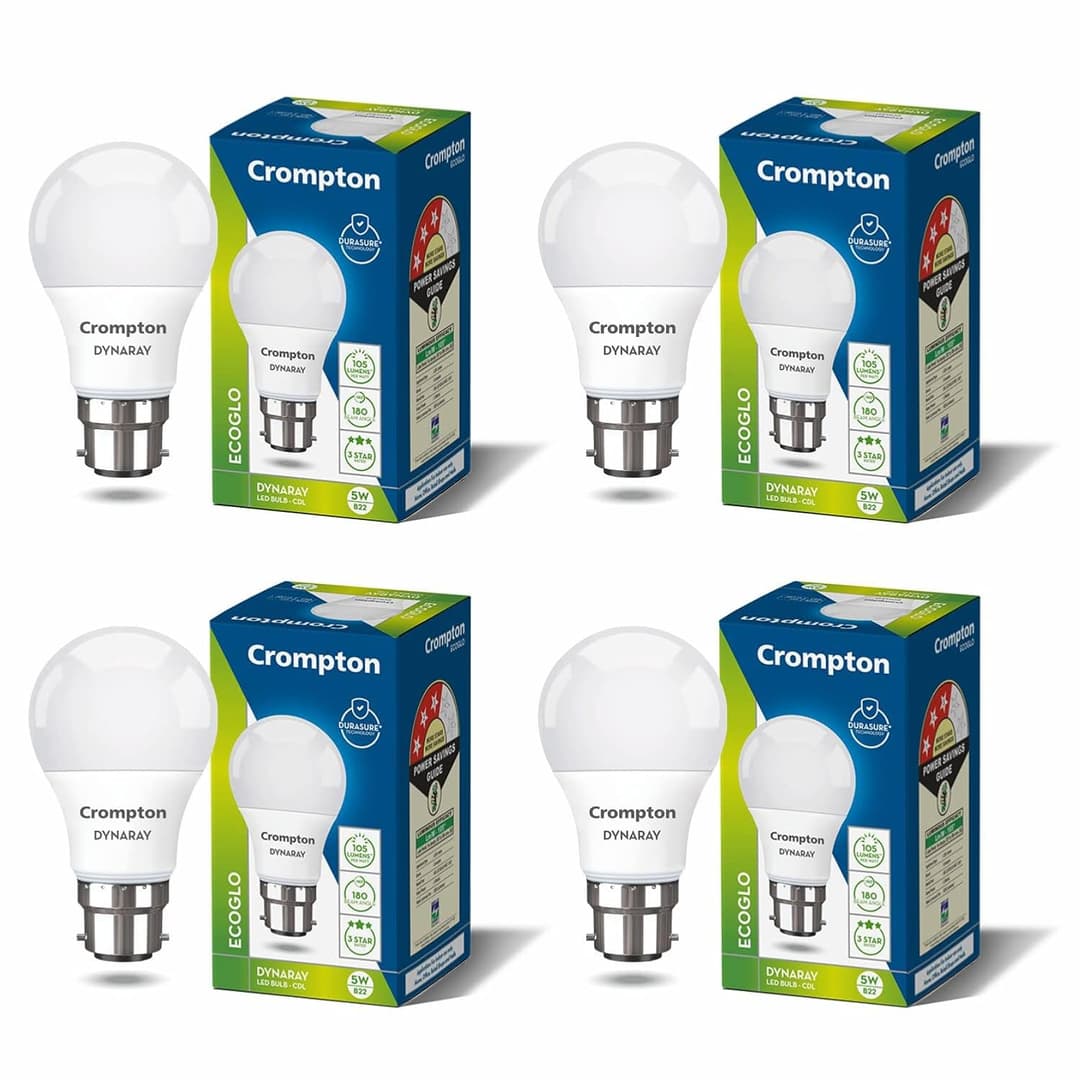 Crompton Dyna Ray 5W B22 LED Bulb Pack of 4