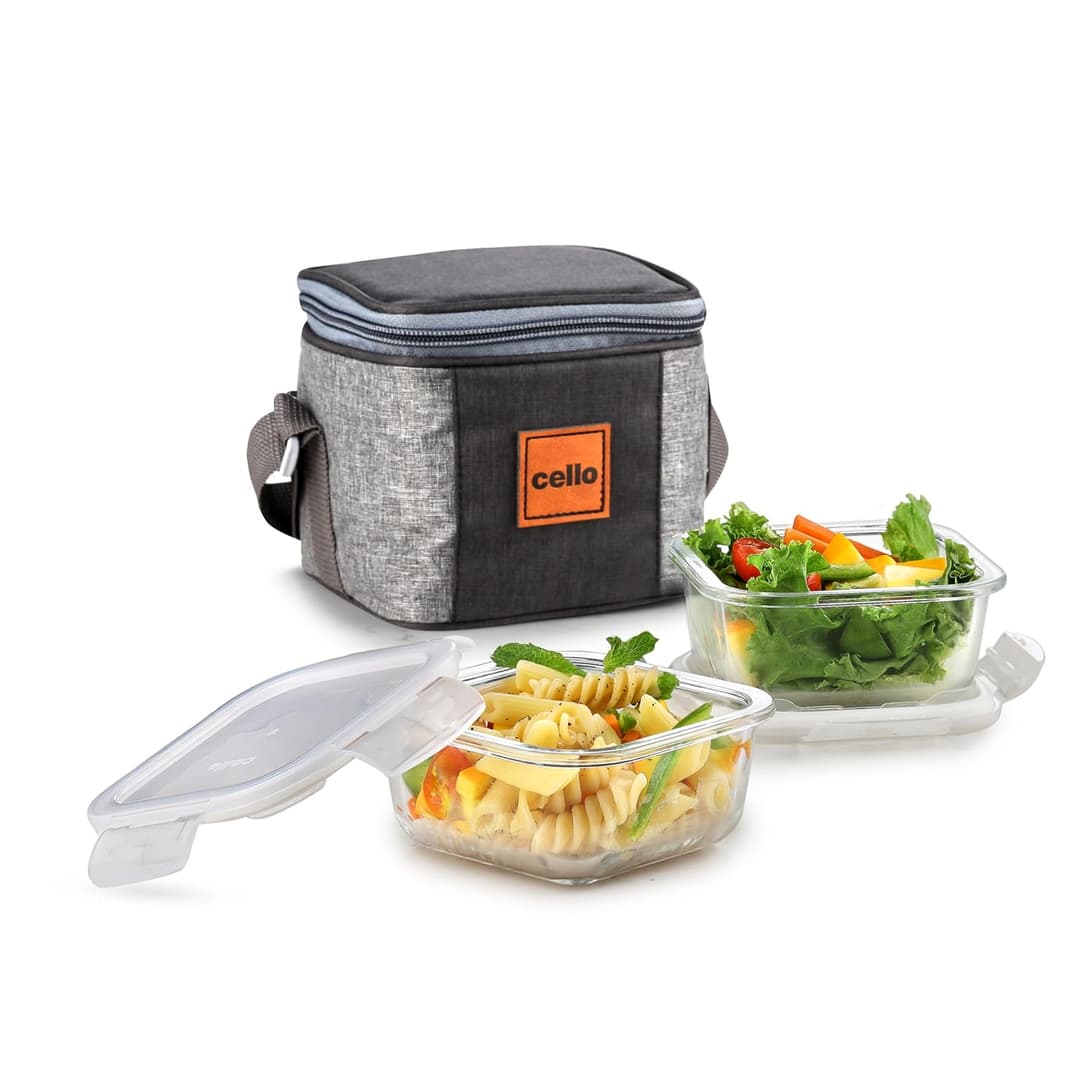 Cello Glassy Square Lunch Box Set of 2 (320ml)