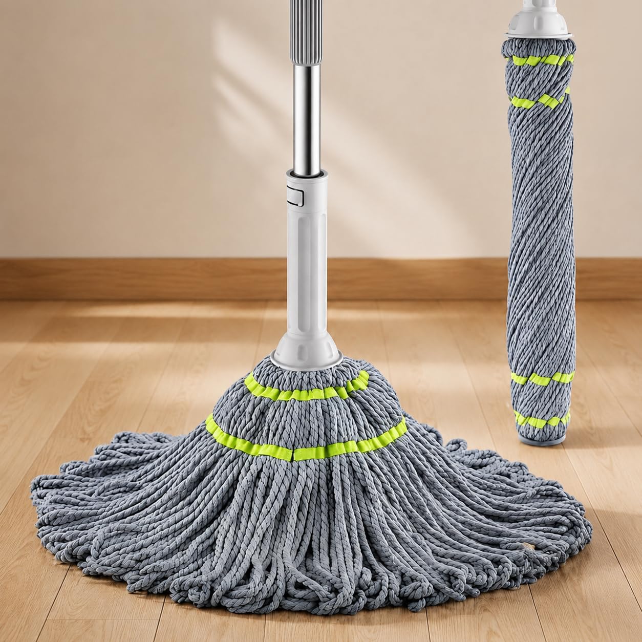 Vivela Microfiber Twist Mop for Floor Cleaning | Self-Squeeze Mop with Super Absorbent Microfiber Head | Lightweight & Durable Stick | Wet & Dry Mop for Home, Kitchen & Bathroom