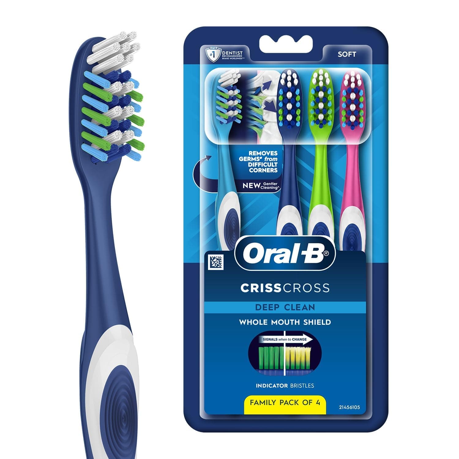 Oral-B Crisscross Deep Clean Soft Toothbrush (Pack of 4)
