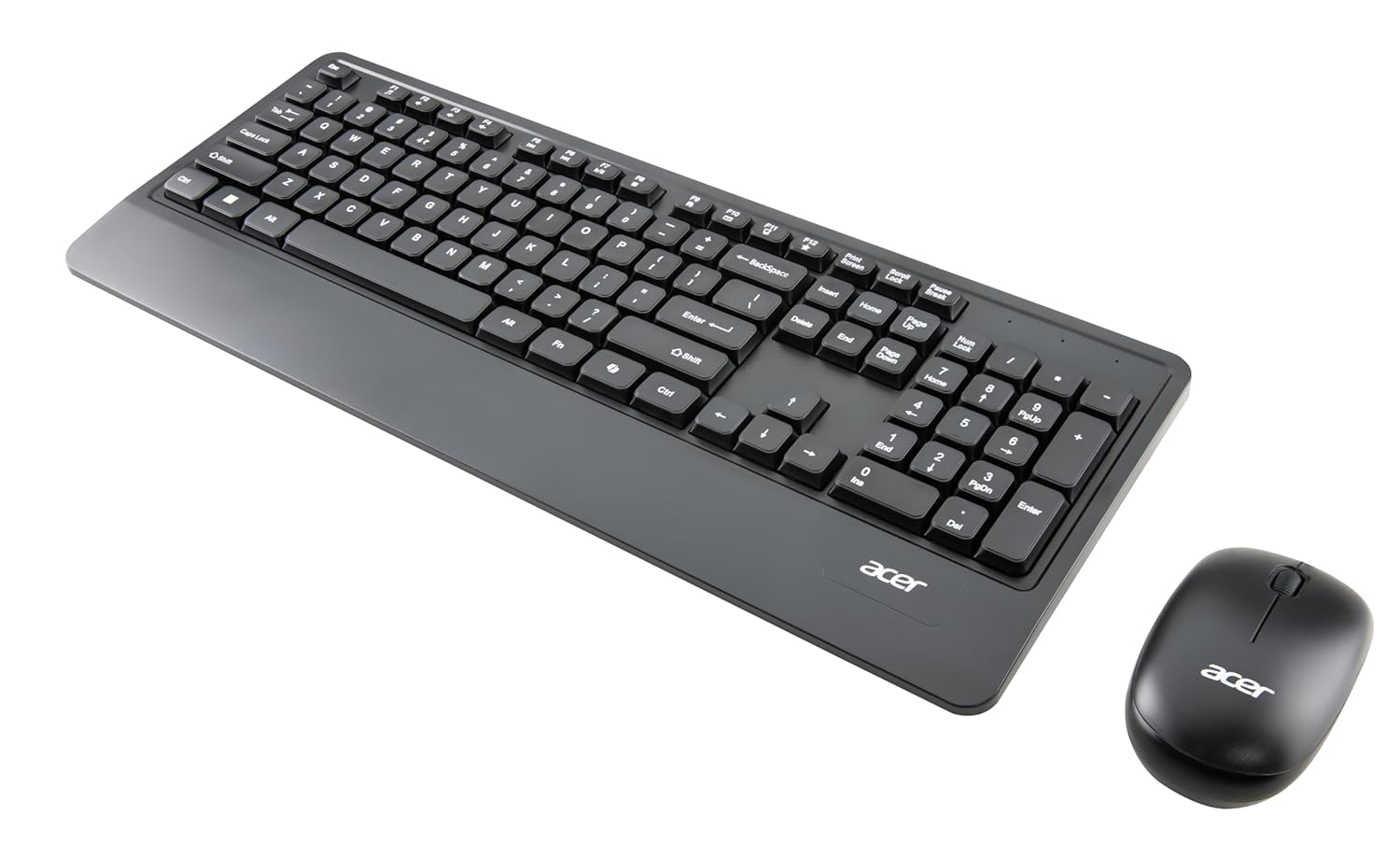 Acer PalmEase Wireless Keyboard & Mouse Combo with Palm Rest | 2.4GHz, 1600 DPI, Co-Pilot Key, Rupee ₹ Symbol | 10m Range, 10M Keystroke Life, Power Saving Mode | Windows & Mac Compatible – Black
