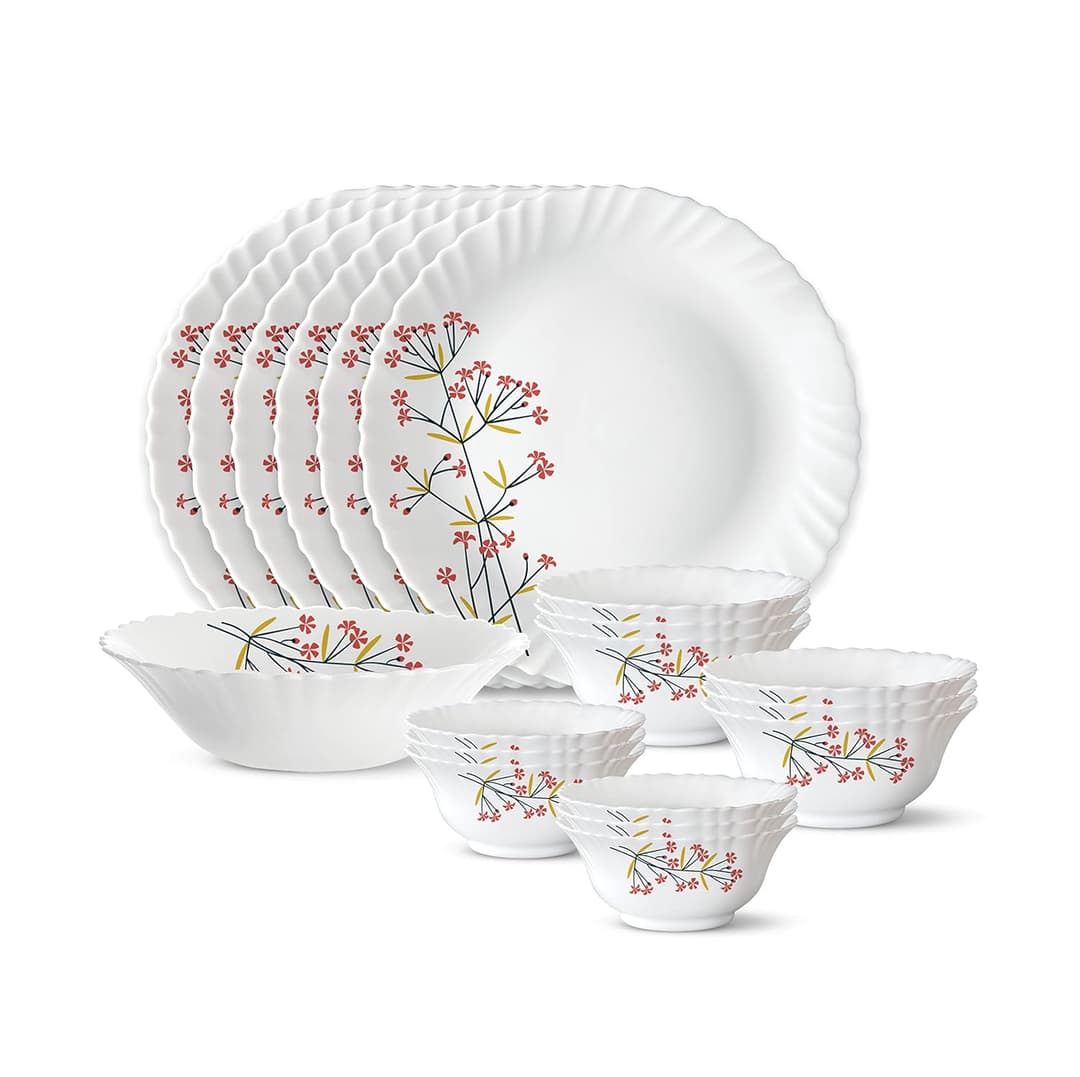 Larah by Borosil 19-Piece Opalware Dinner Set