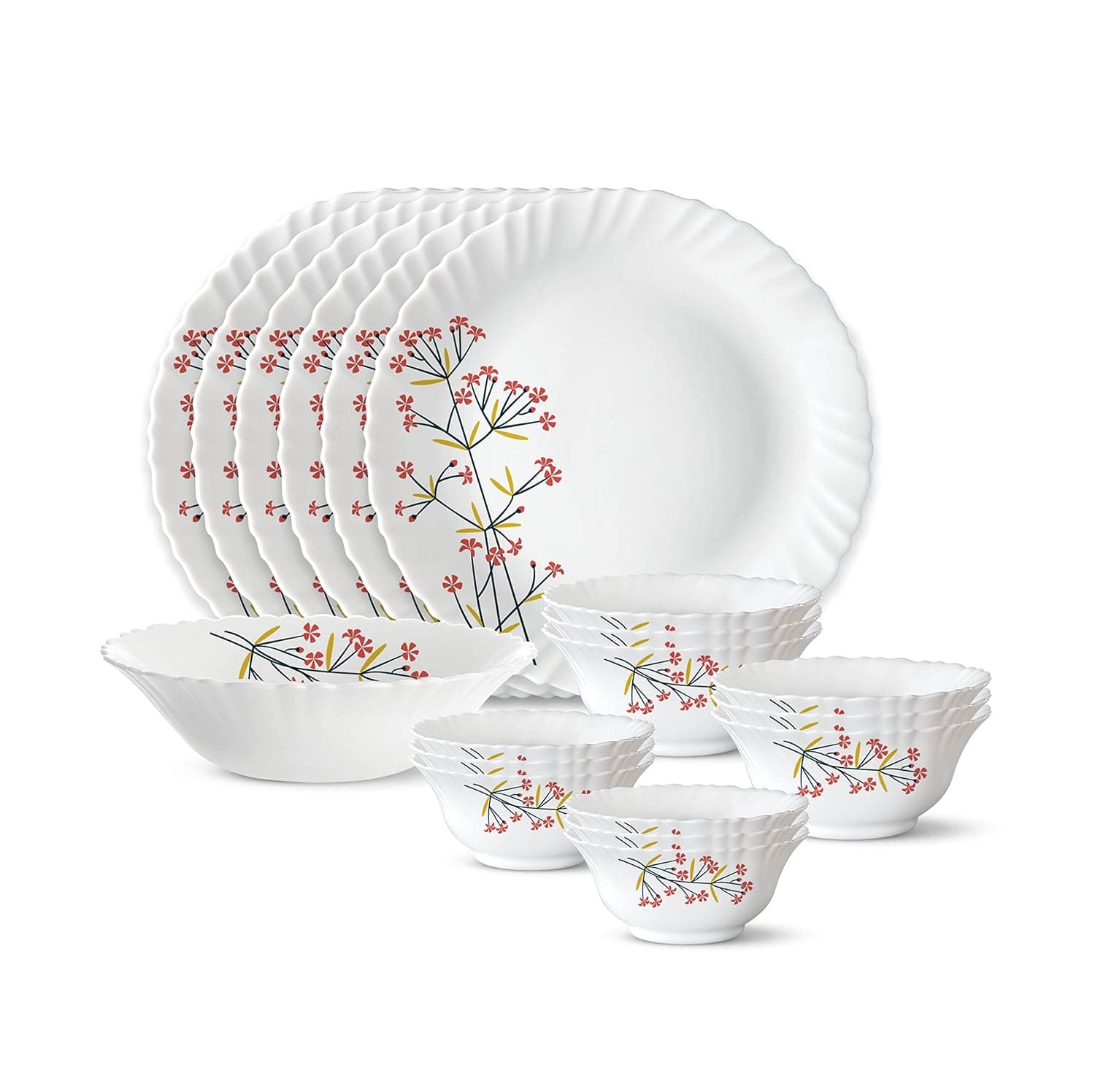 Larah by Borosil 19-Piece Opalware Dinner Set