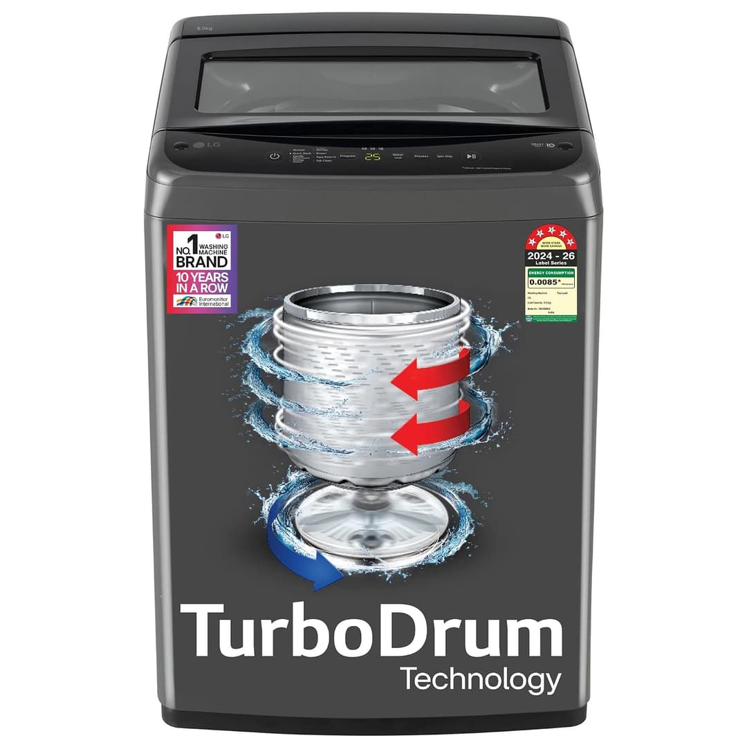 LG 8 Kg 5 Star Fully Automatic Top Load Washing Machine (T80VBMB4Z)