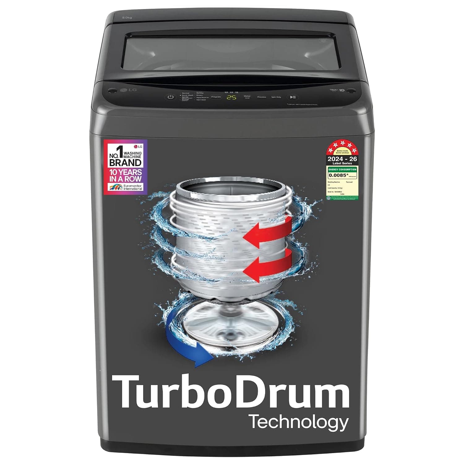 LG 8 Kg 5 Star Fully Automatic Top Load Washing Machine (T80VBMB4Z)