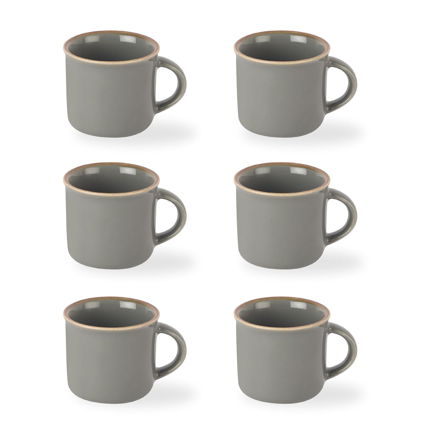 CELLO Estella Nexus Color Silver Mist Plain Mug Set of 6, 90ml, Grey | Scratch Resistant | Porcelain Tea, Coffee Mug Set | Ideal for Daily Use & Gifting | Dishwasher Safe | Small Mug