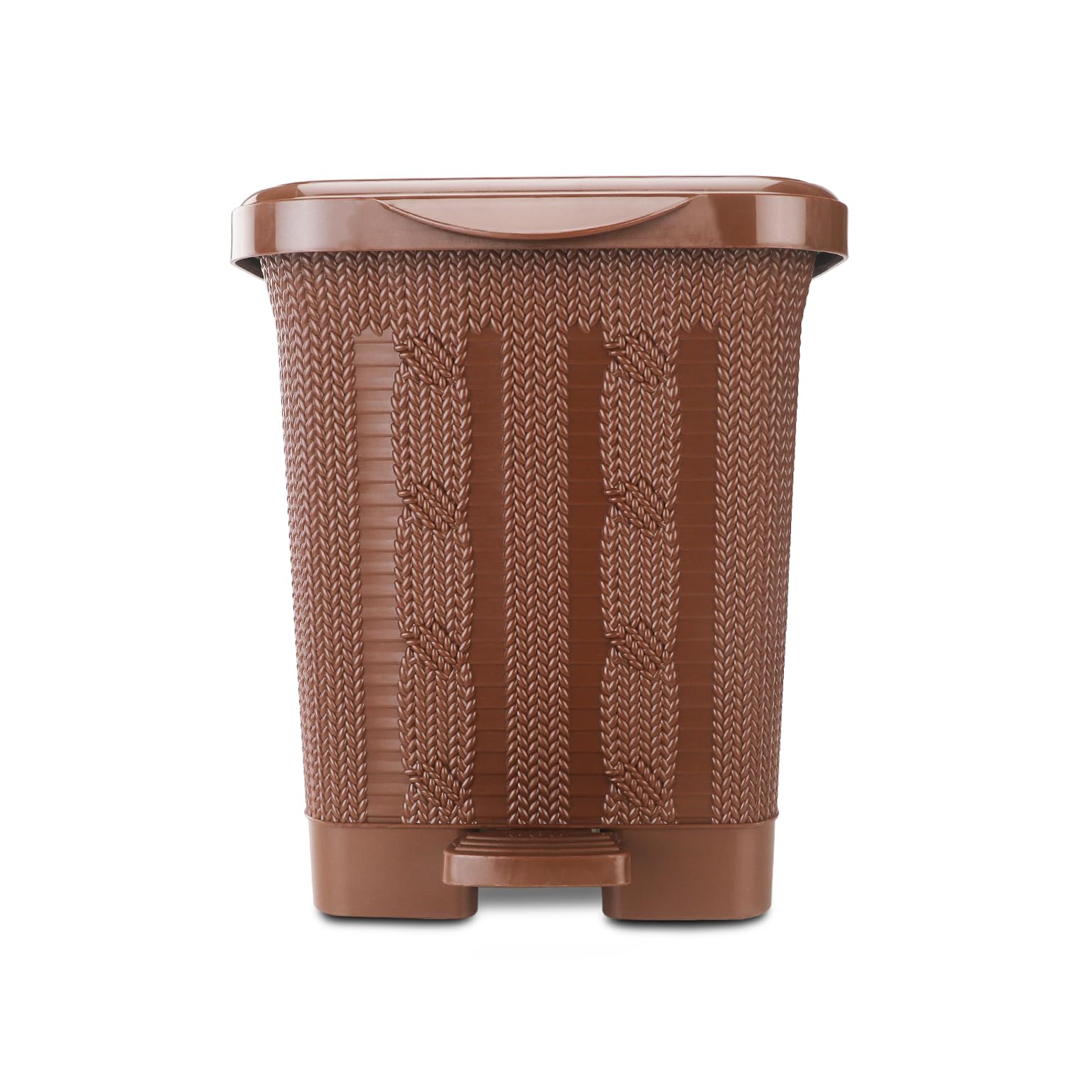 Nayasa Mikado Plastic Waste Paper | Small | Table Top Multi Purpose Dustbin With Lid | Waste Paper Bin | Plastic Pedal Waste Bin | Ideal For Home/Kitchen/Office | Brown