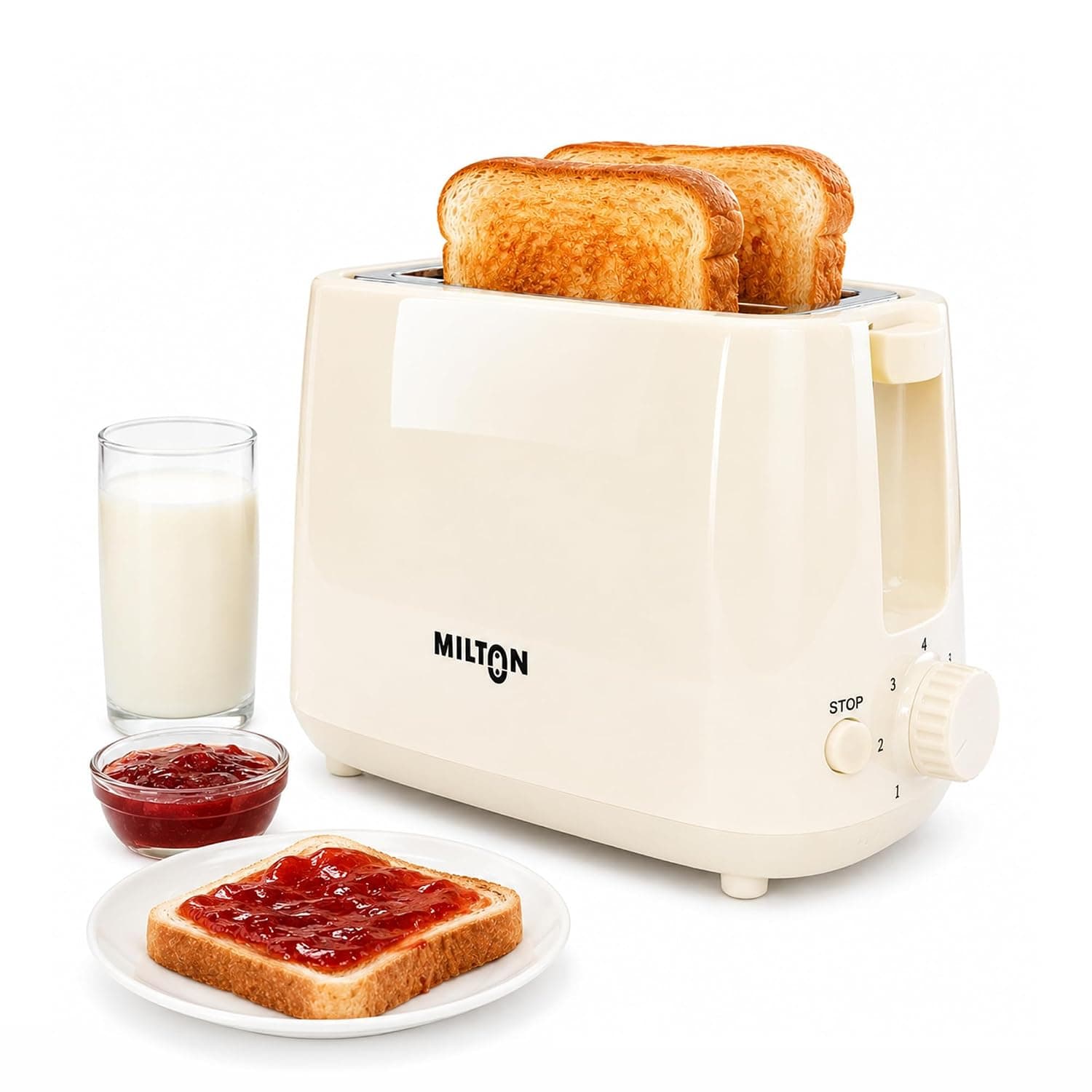 Milton 2 Slice Auto Pop Up Bread Toaster 650W