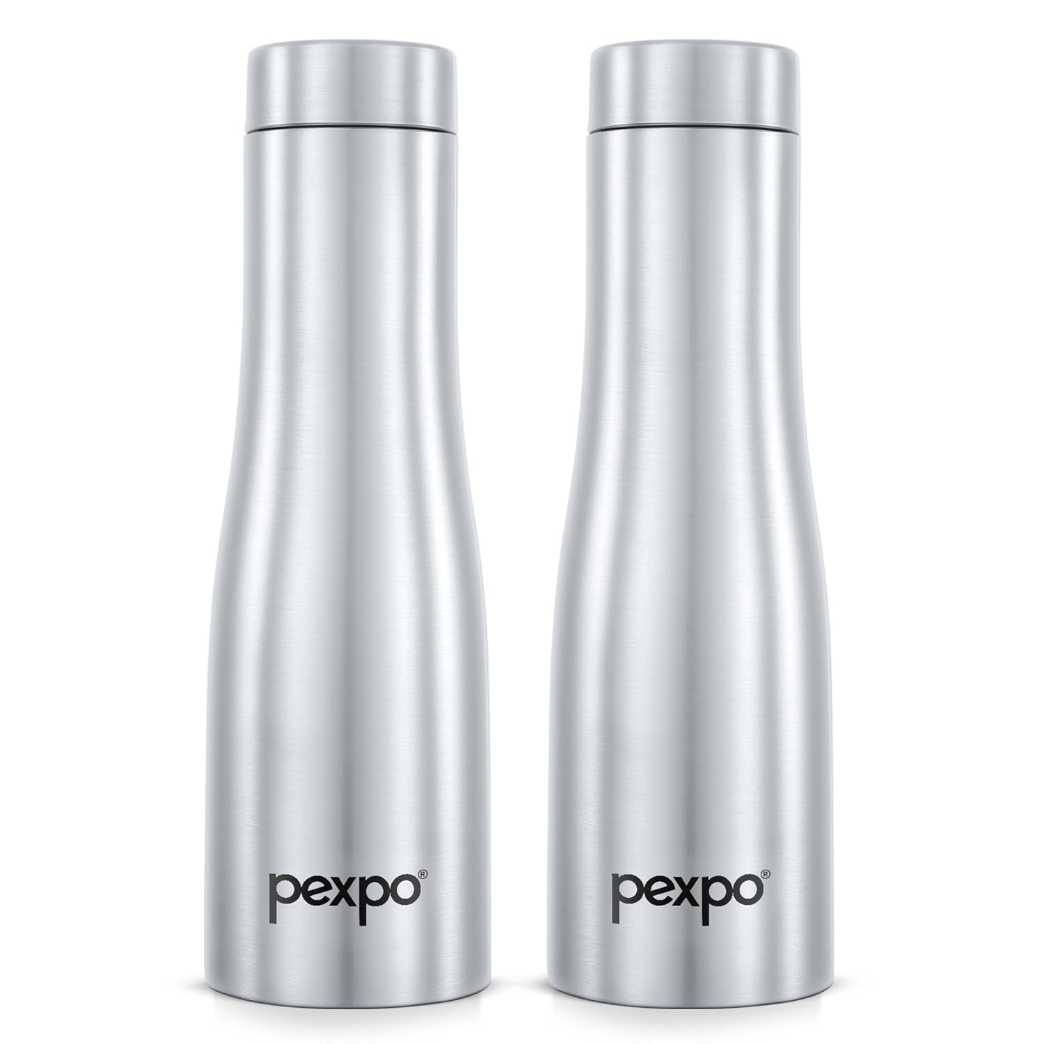 Go24 pexpo Monaco 1000 ISI Certified Stainless Steel Sports/Fridge Water Bottle, 970ml, Silver, Pack of 2 | Eco friendly | BPA Free | Water Bottle for Office, Gym, School, Yoga, Trekking, Adults&Kids