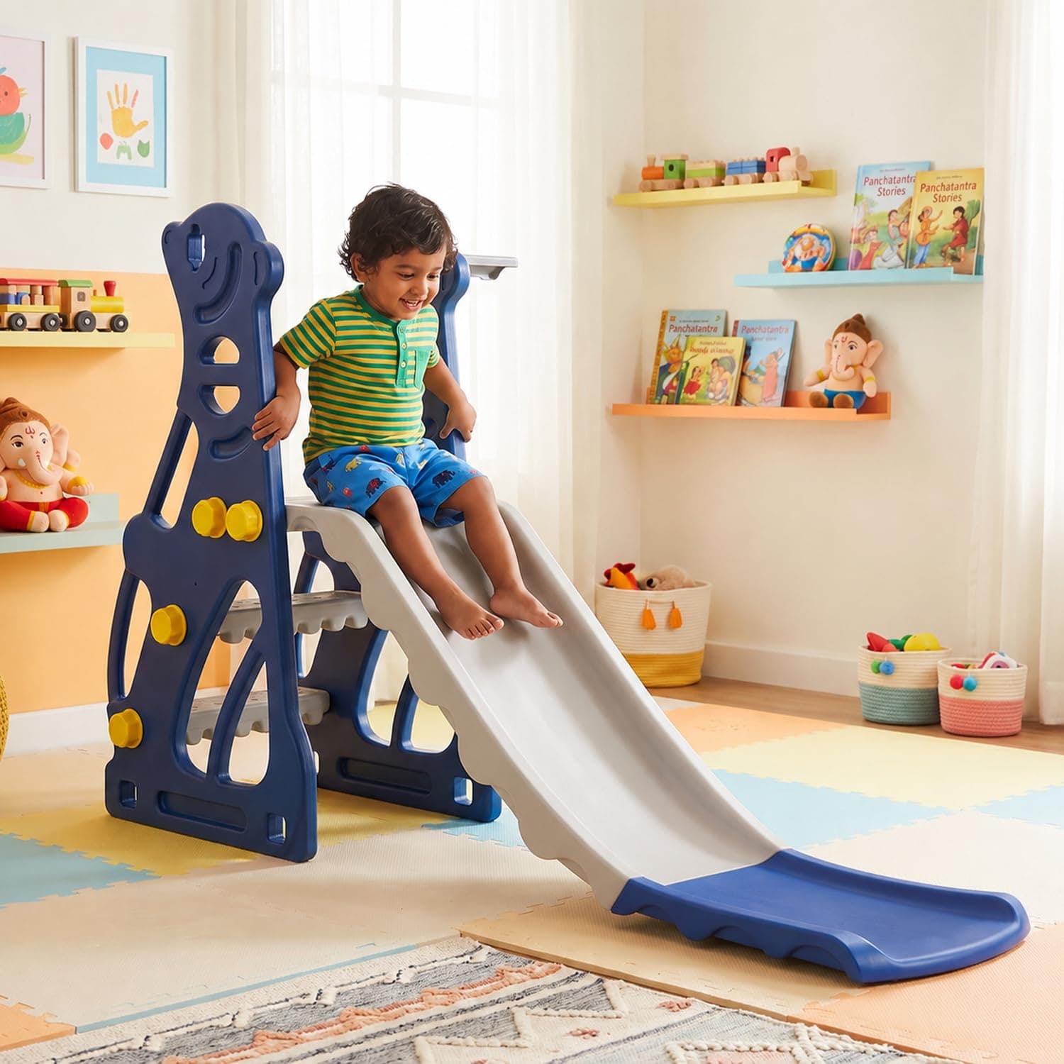 Solimo 2-in-1 Penguin Slide with Basketball Hoop