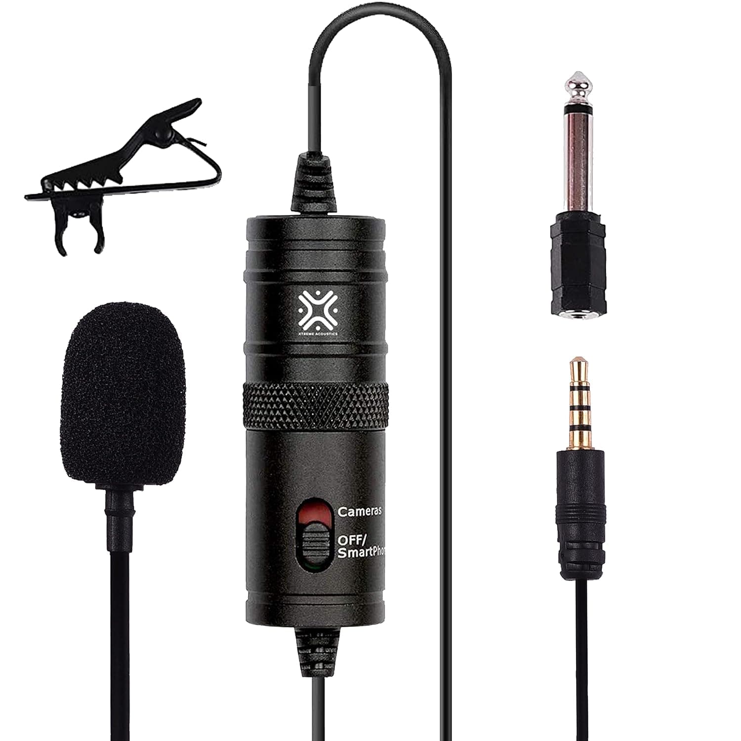 Xtreme Acoustics Professional Lavalier Lapel Collar Condenser Microphone for 3.5mm Jack Android Smartphones and Cameras, Recording mic for Singing, YouTube Content Creation (6 MTR)