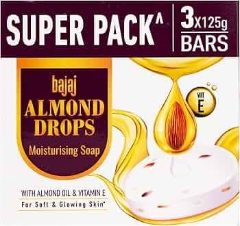 Bajaj Almond Drops Moisturising Soap (125g, Pack of 3)
