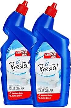 Amazon Brand - Presto! Disinfectant Toilet Cleaner, Original | 2 Litre | 1 L X 2 Packs | Kills 99.9% Germs | Removes Tough Stains | Provides Long Lasting Freshness