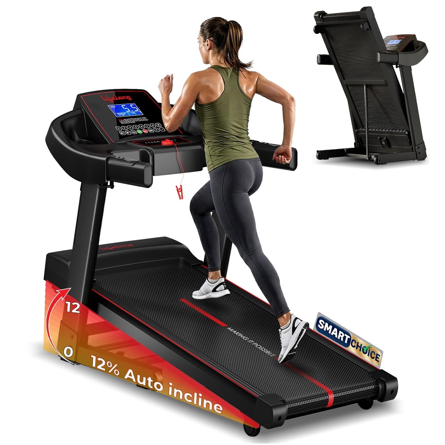 Lifelong 5HP Peak Motorized Treadmill with Auto Incline