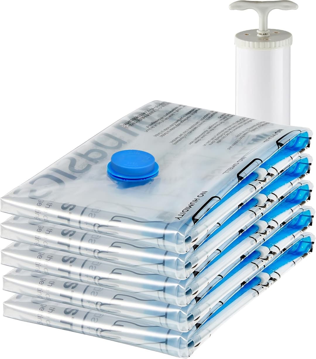 Amazon Basics Vacuum Compression Storage Bags with Pump (Medium, 5-Pack)