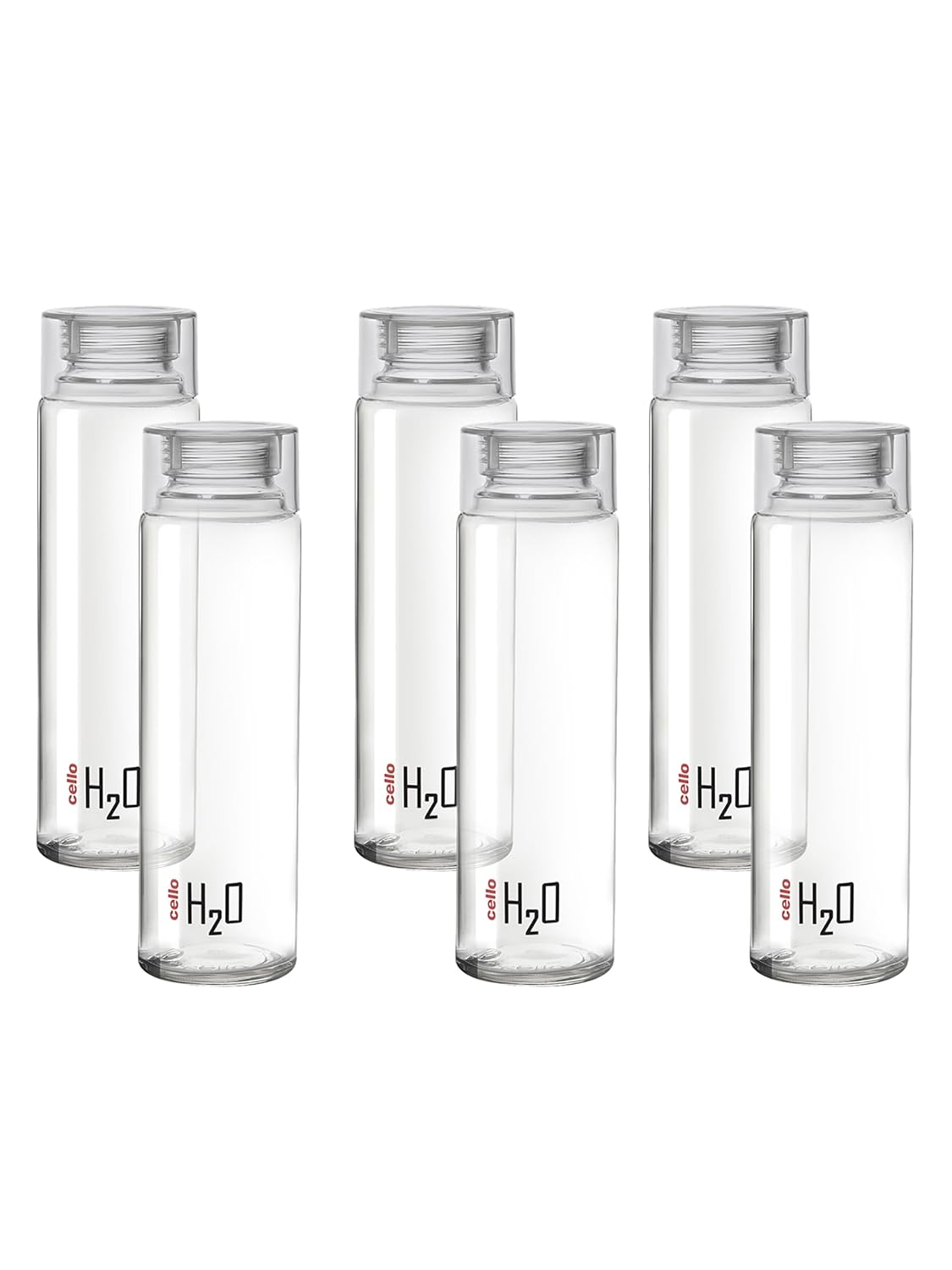 CELLO H2O Premium Edition Water Bottles Set of 6 Pcs For Daily Use 1000ml Each, Transparent | Unbreakable BPA-Free Leakproof Refrigerator Safe Pet Water Bottle For School, Office, Kitchen & Travel