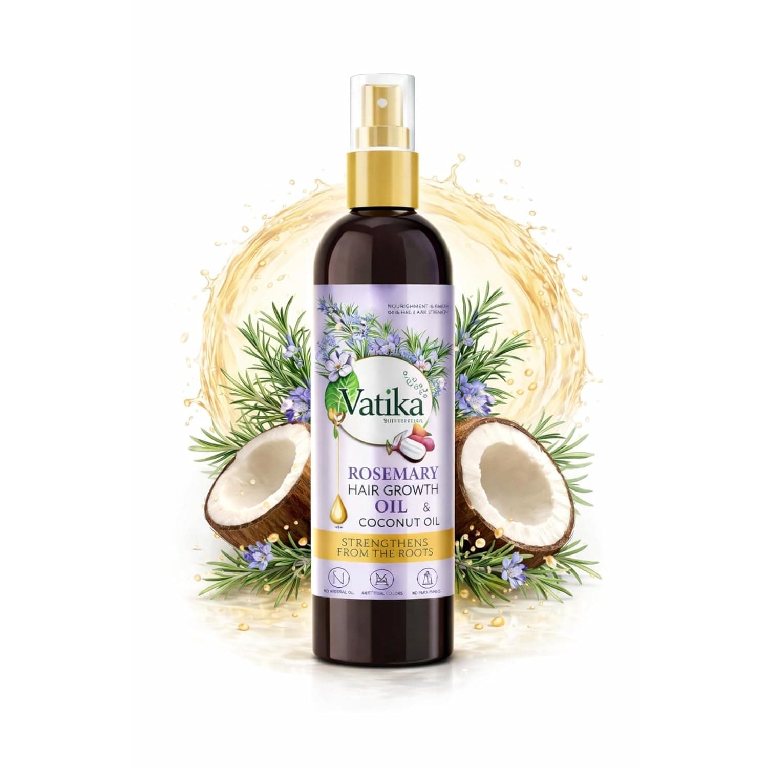 DABUR Vatika Rosemary Hair Growth Oil With Hibiscus & Coconut Oil - 100Ml | Stimulates Hair Growth And Thickness | Reduces Hair Fall | Co-Created With Dermatologist | No Mineral Oil | Animal Test Free