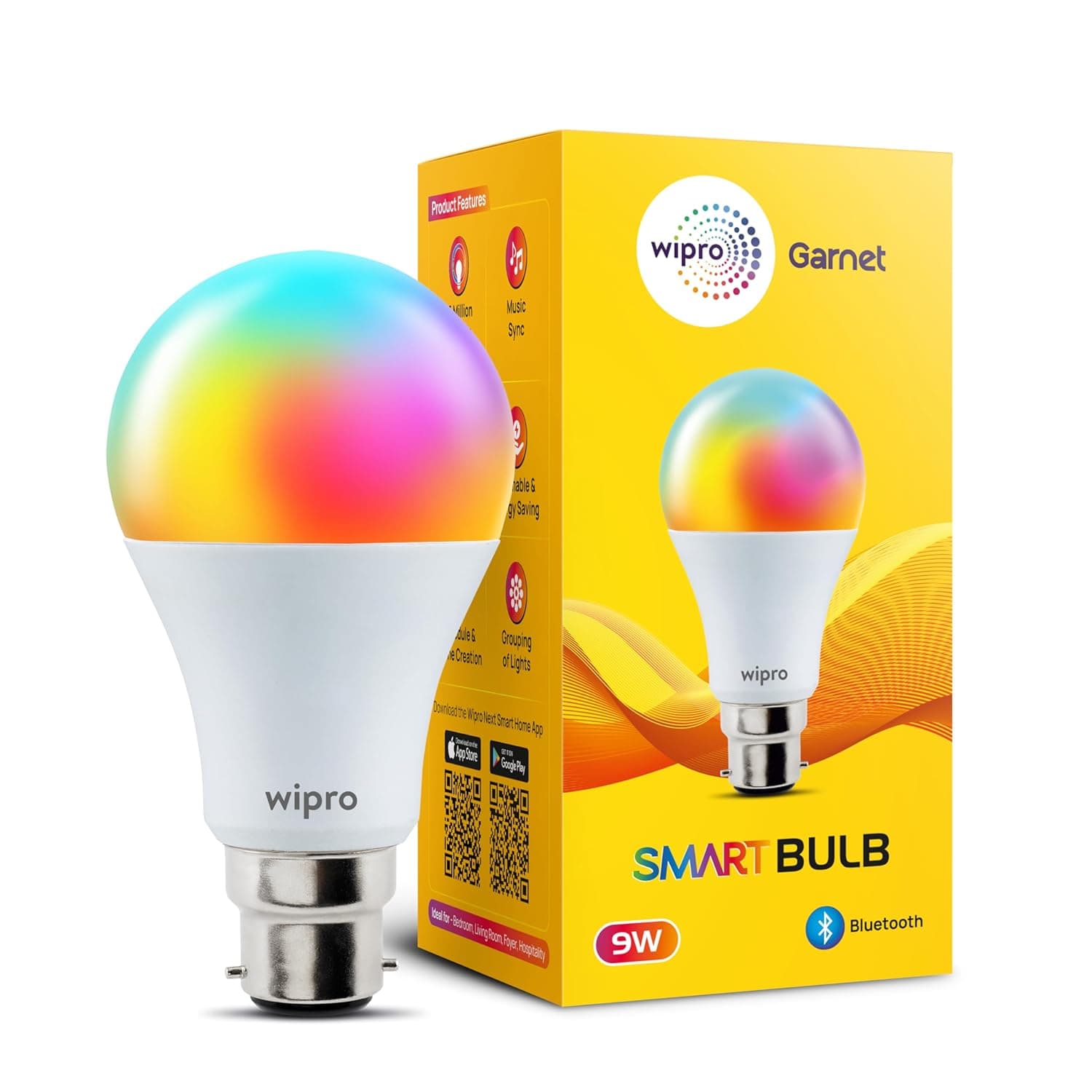 Wipro 9W Bluetooth Smart Bulb B22