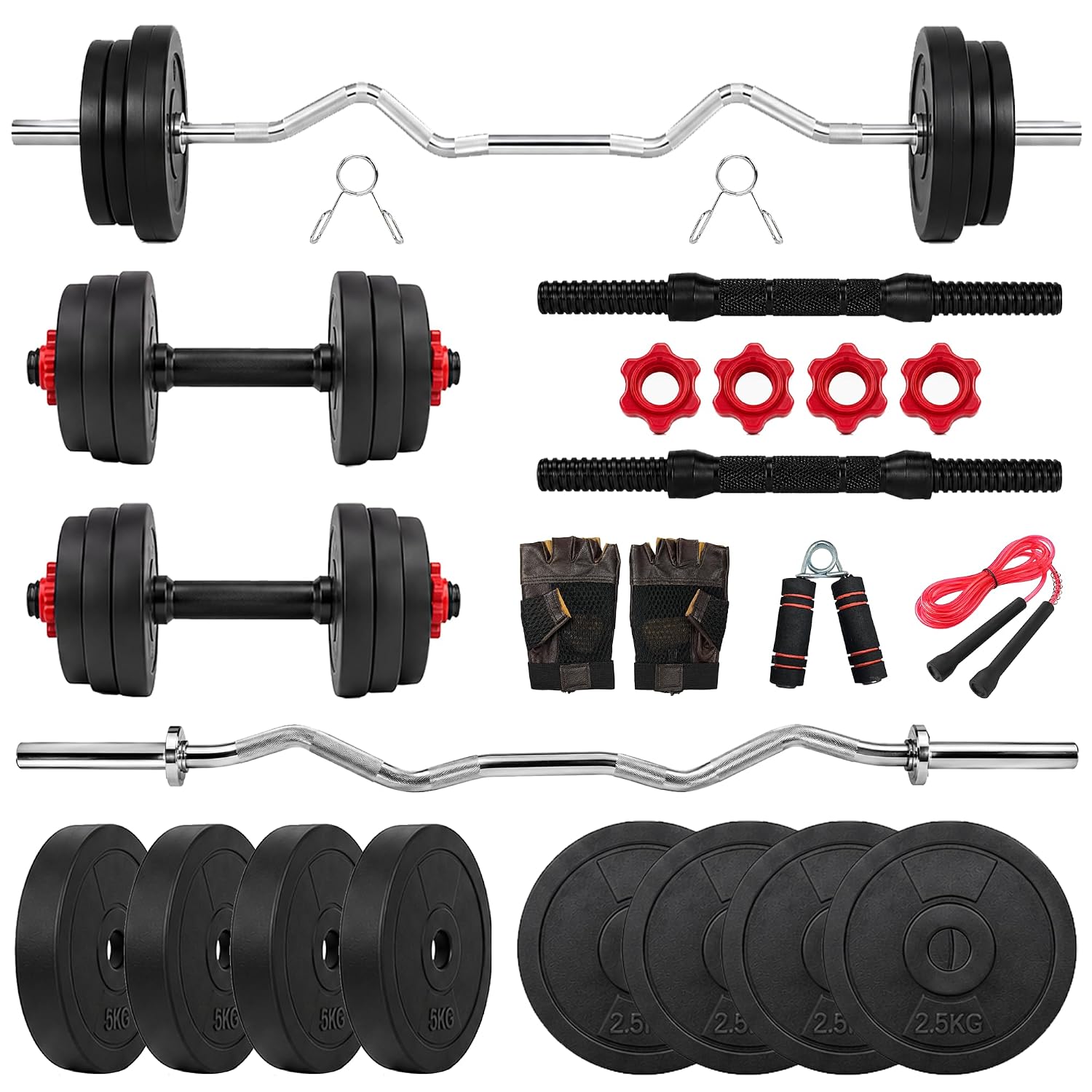 BULLAR Home Gym Set, Home Gym Combo With Curl Rod and Pair of Dumbbell Rods Gym Equipment for Men and Exercise Accessories for Fitness (10Kg Combo)