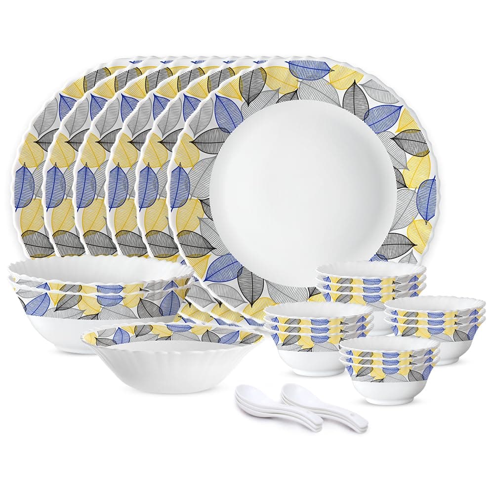 Larah by Borosil Kora 27 Pieces Opalware Dinner Set