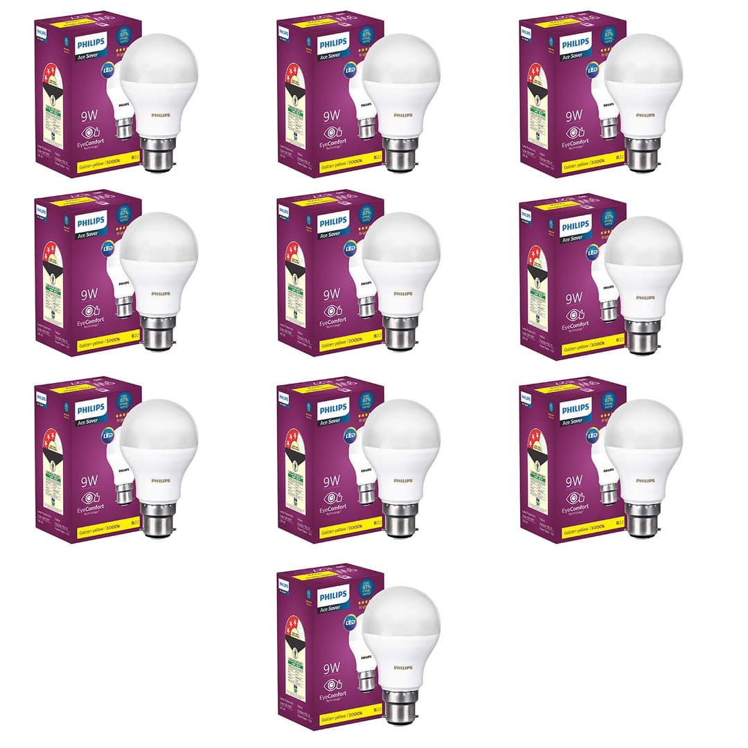 Philips B22 9W LED Bulbs (Pack of 10)