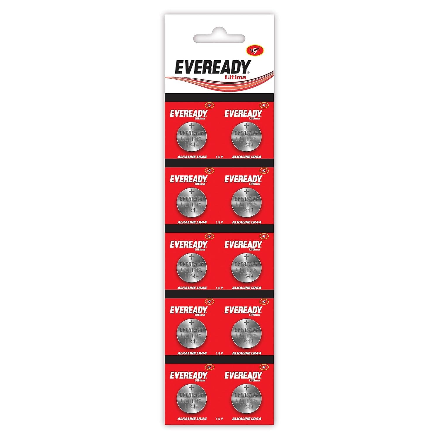 Eveready Ultima LR44 1.5V Alkaline Coin Battery (Pack of 10)