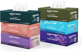 Amazon Basics 2 Ply Facial Tissue Box (Pack of 6, 1200 Pulls)