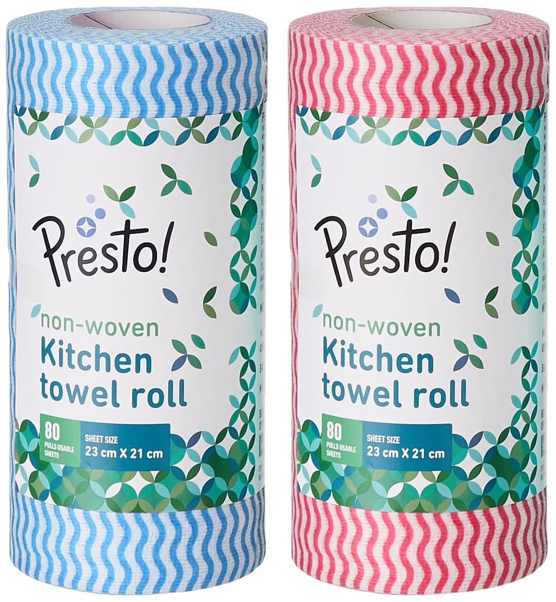Presto! Non-Woven Kitchen Towel Roll, 80 Pulls (Pack of 2)