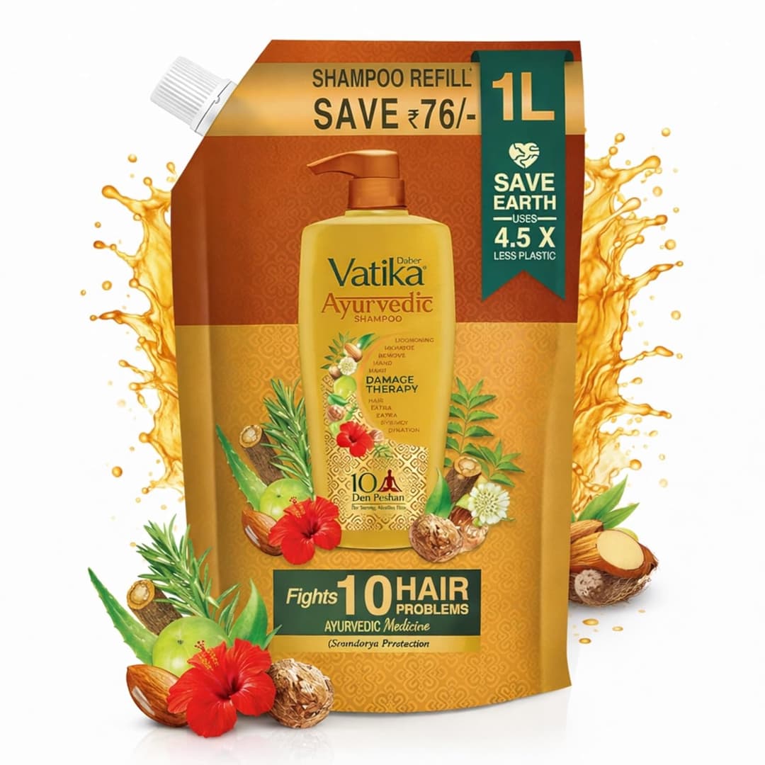 Dabur Vatika Ayurvedic Shampoo Refill Pouch (1 L)