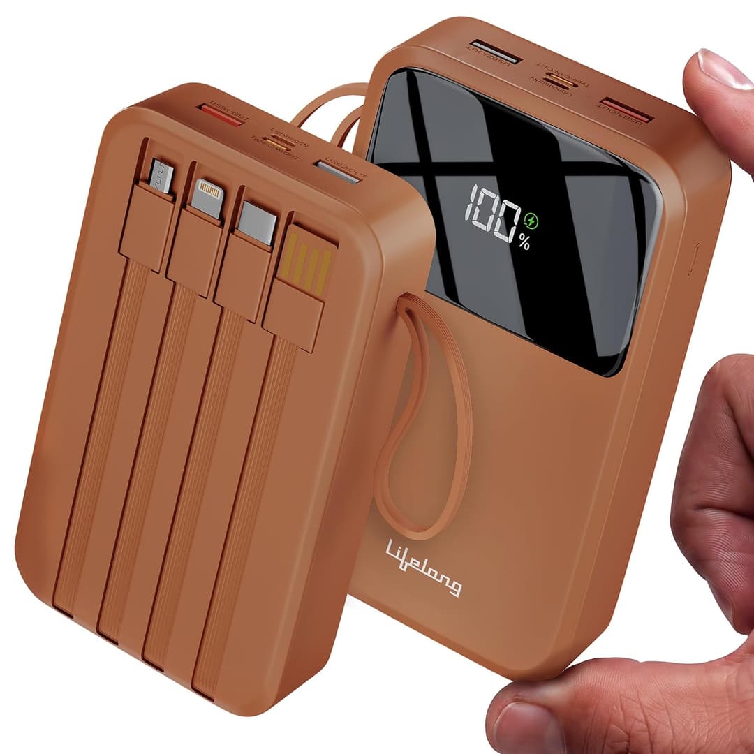 Lifelong 20000mAh 22.5W Fast Charging Power Bank with Built-in Cables