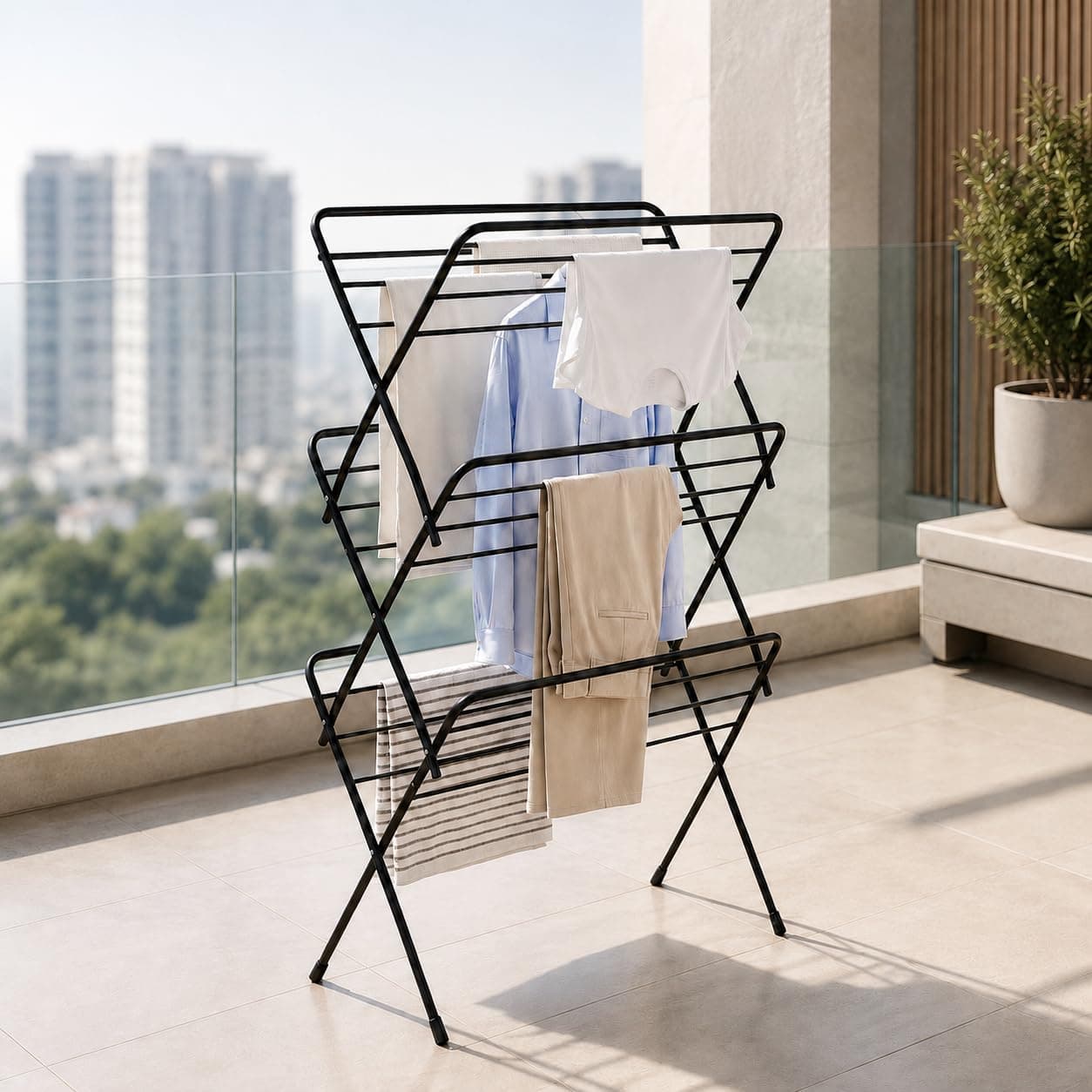 Lifelong Foldable 3-Tier Steel Cloth Drying Stand
