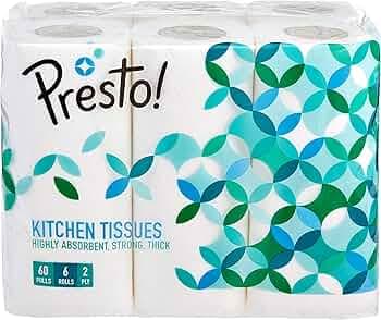 Presto! 2 Ply Kitchen Tissue Rolls (6 Rolls, 360 Pulls)