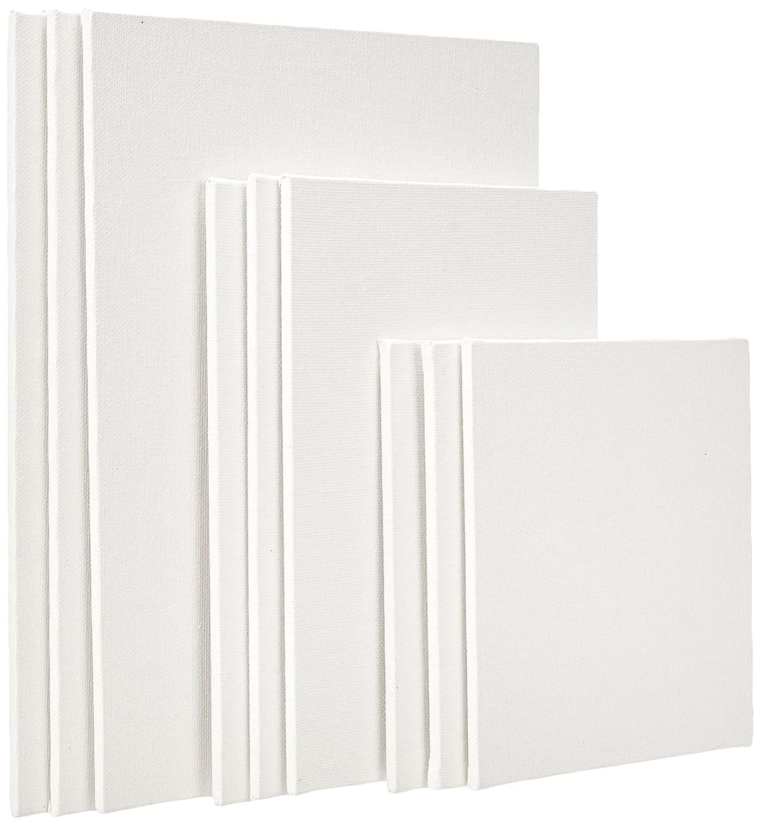 Amazon Brand - Solimo Cotton Canvas Boards for Painting (20.3x25.4 CM, 15.2x20.3 CM, 15.2x15.2 CM) Combo Pack of 9,White