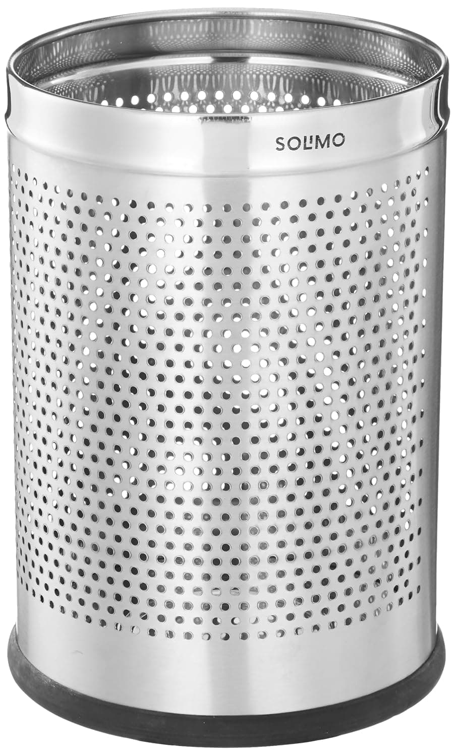 Amazon Brand - Solimo Stainless Steel Perforated Dustbin 8" X 12" - Open-Top, Ss; Silver