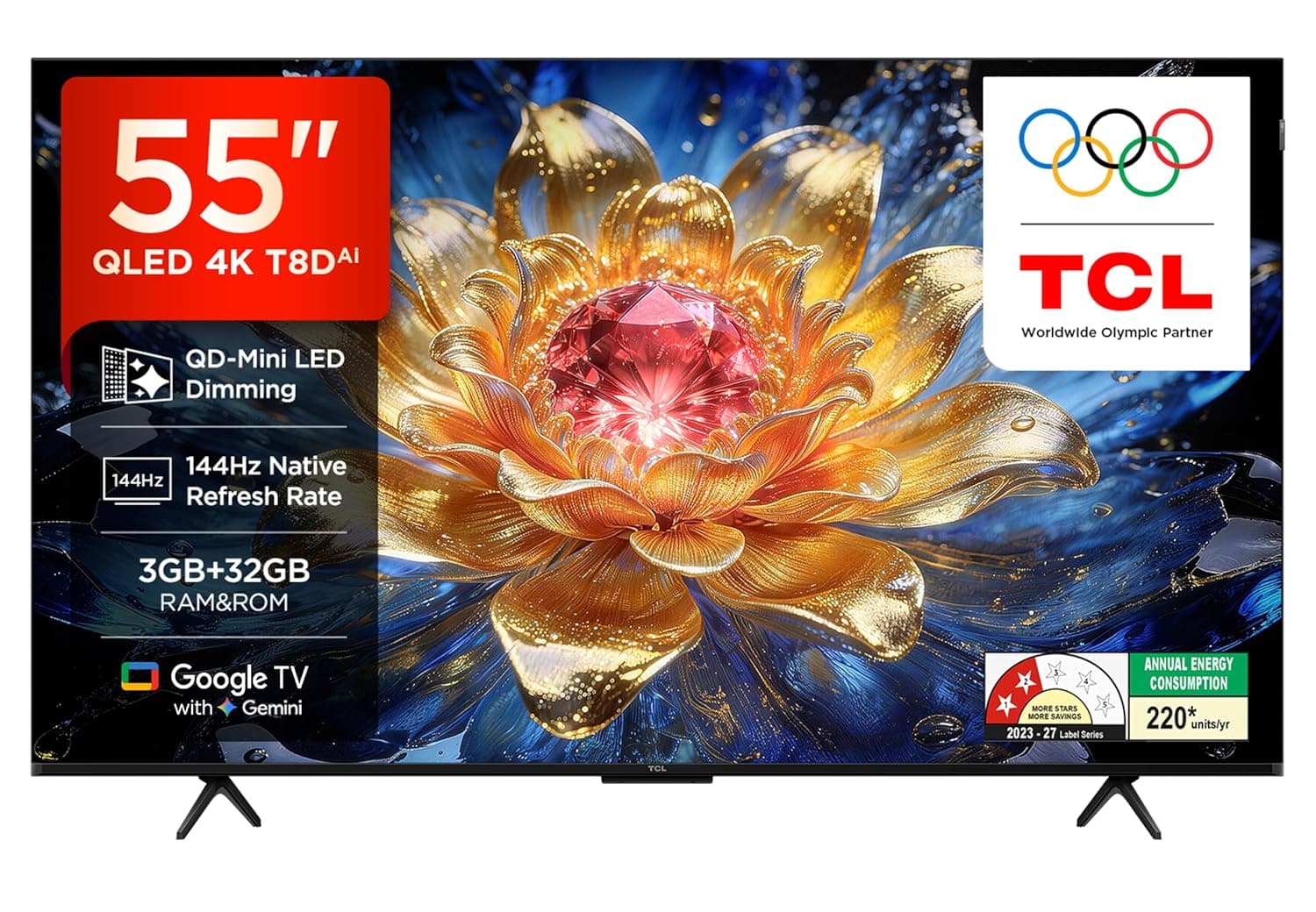TCL 55 Inch 4K QD-Mini LED Google TV 55T8D